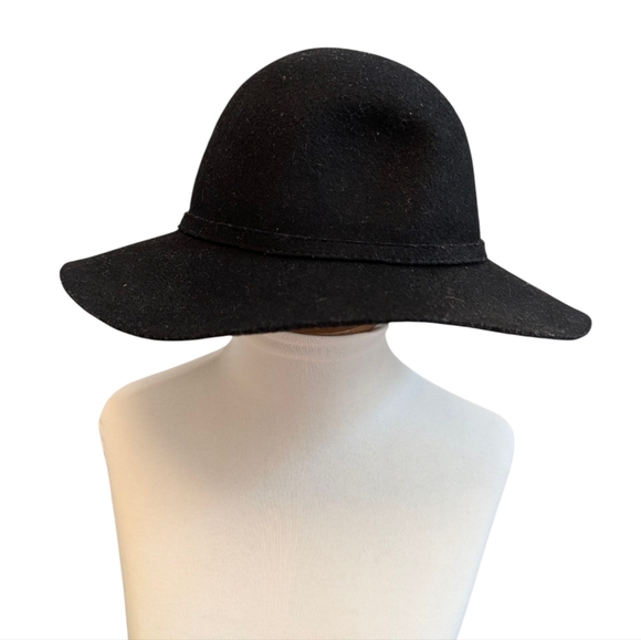 FEDORA Hat Black Wool Vintage Felted Bohemian Round Dome - Picture 2 of 9